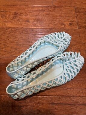 Women's Light Blue Lattice Slip-On Flats